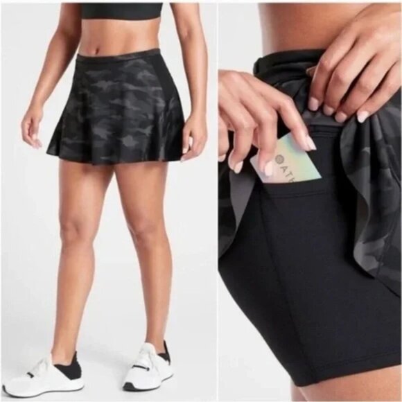 NWT ATHLETA Match Point Skort Supersonic Camo Tennis UPF Stretch - Picture 1 of 9